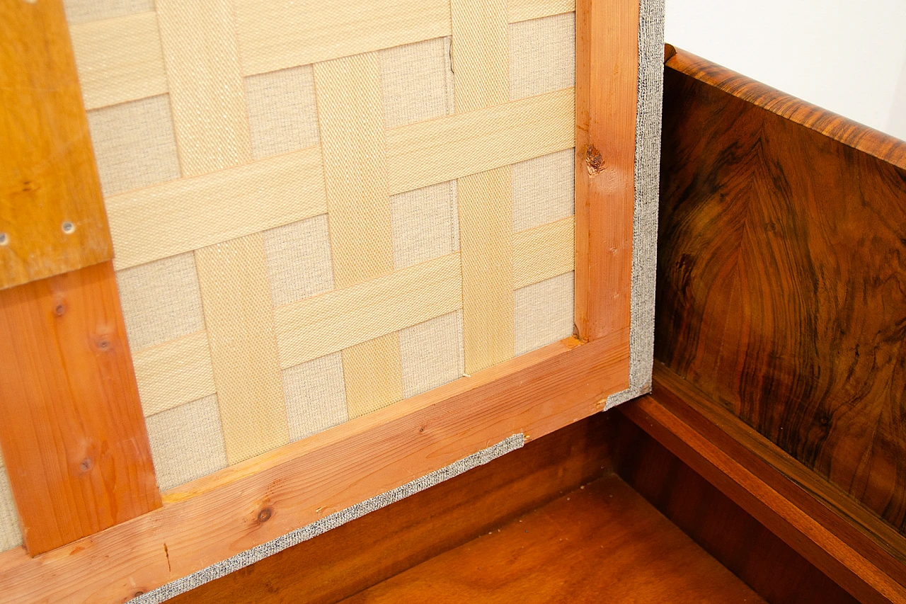 Czechoslovakian Art Deco walnut and fabric storage sofa, 1930s 17