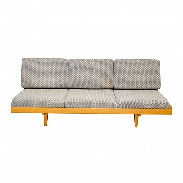 Czechoslovakian beech and fabric sofa bed, 1960s
