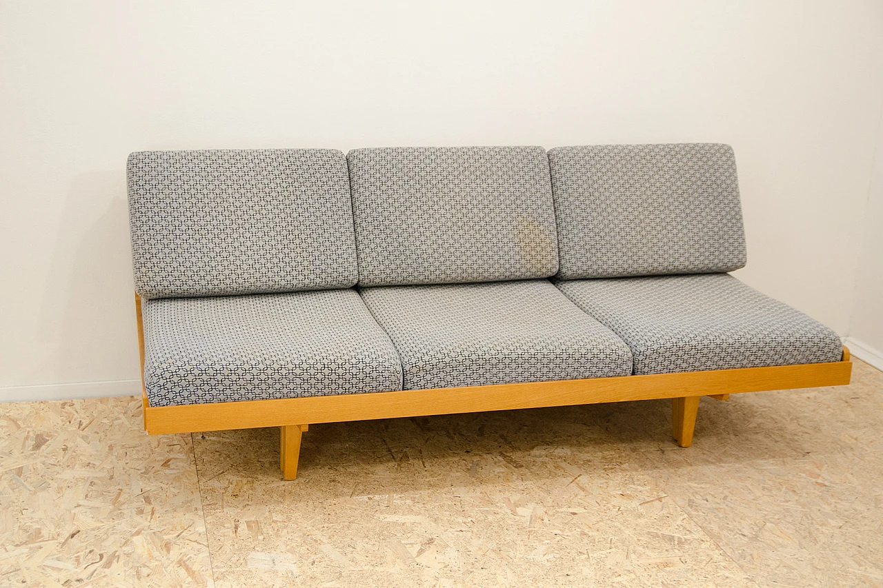 Czechoslovakian beech and fabric sofa bed, 1960s 2
