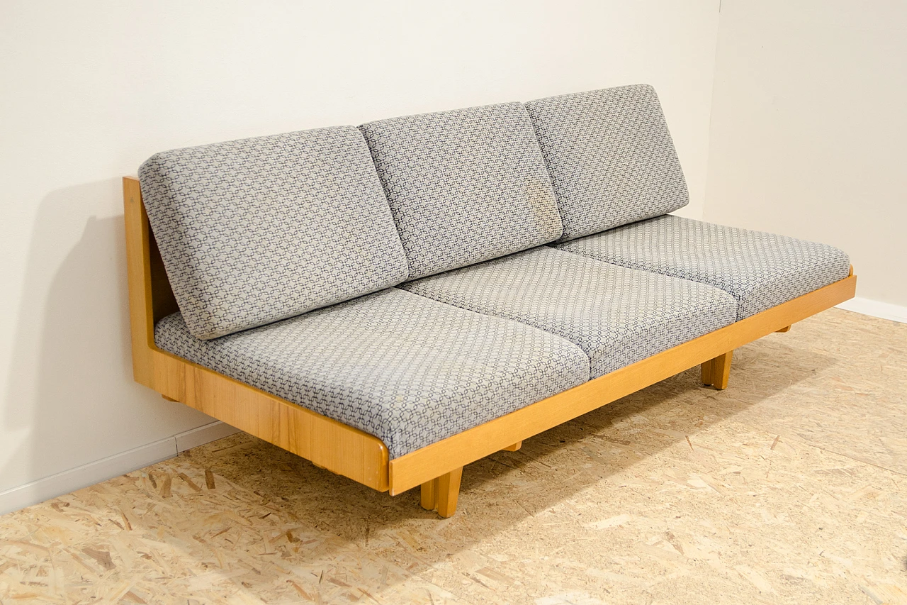 Czechoslovakian beech and fabric sofa bed, 1960s 3