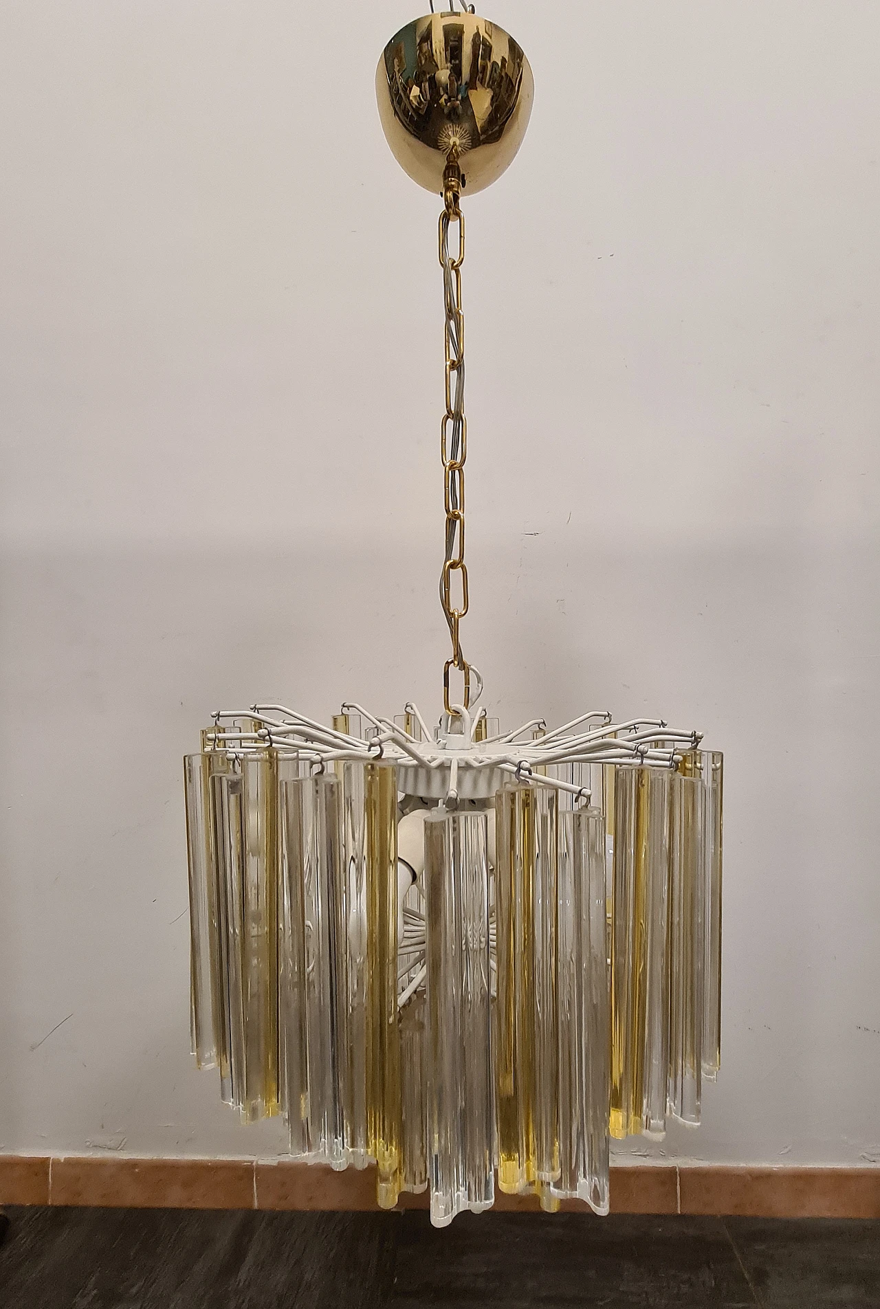 Trilobi chandelier in transparent & amber crystal by Venini, 1960s 2