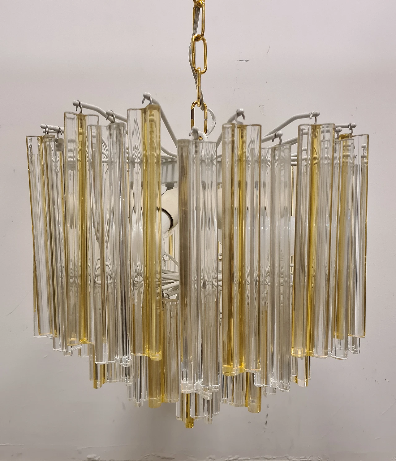 Trilobi chandelier in transparent & amber crystal by Venini, 1960s 4