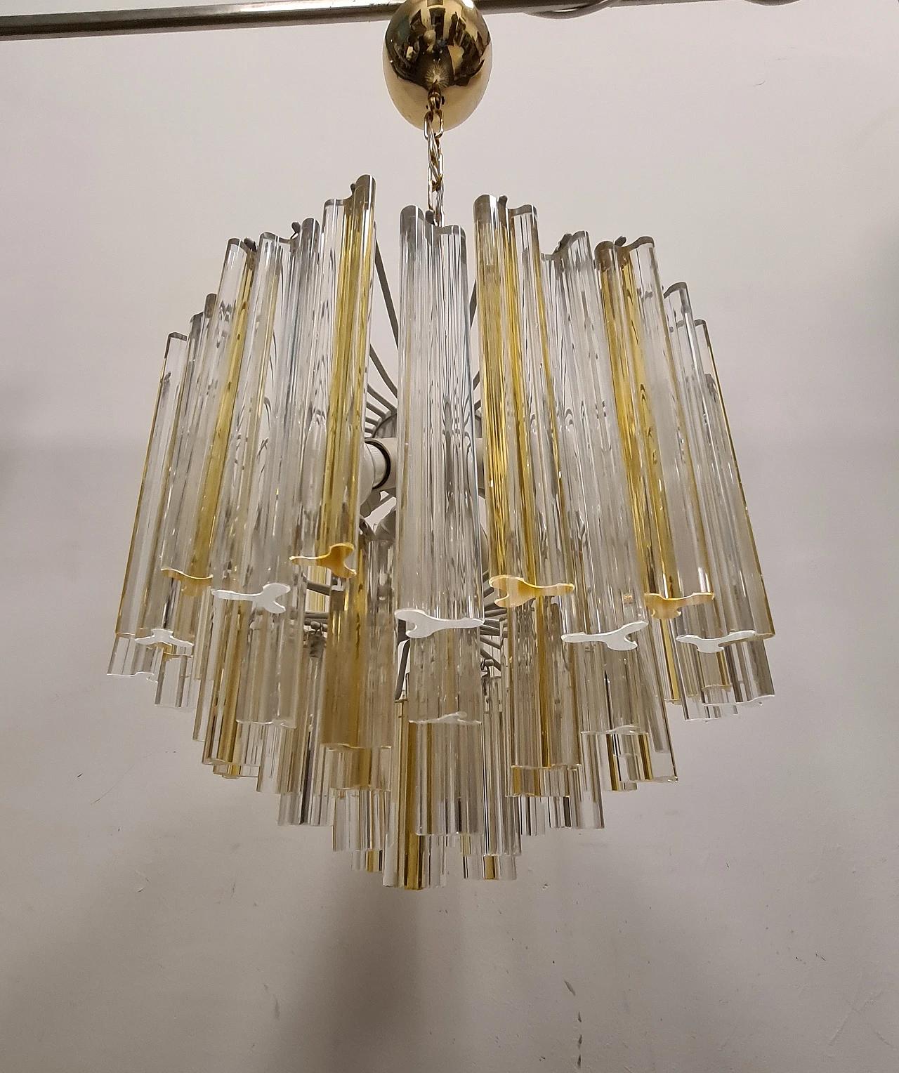 Trilobi chandelier in transparent & amber crystal by Venini, 1960s 5