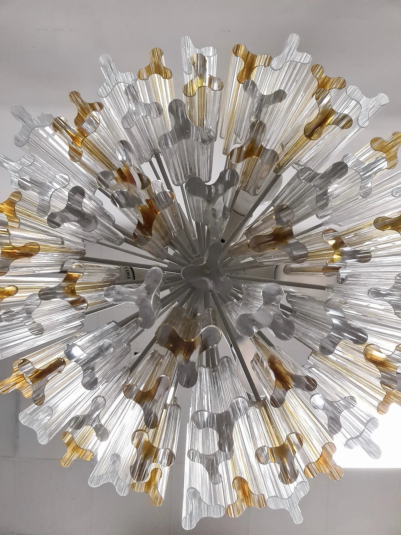 Trilobi chandelier in transparent & amber crystal by Venini, 1960s 6