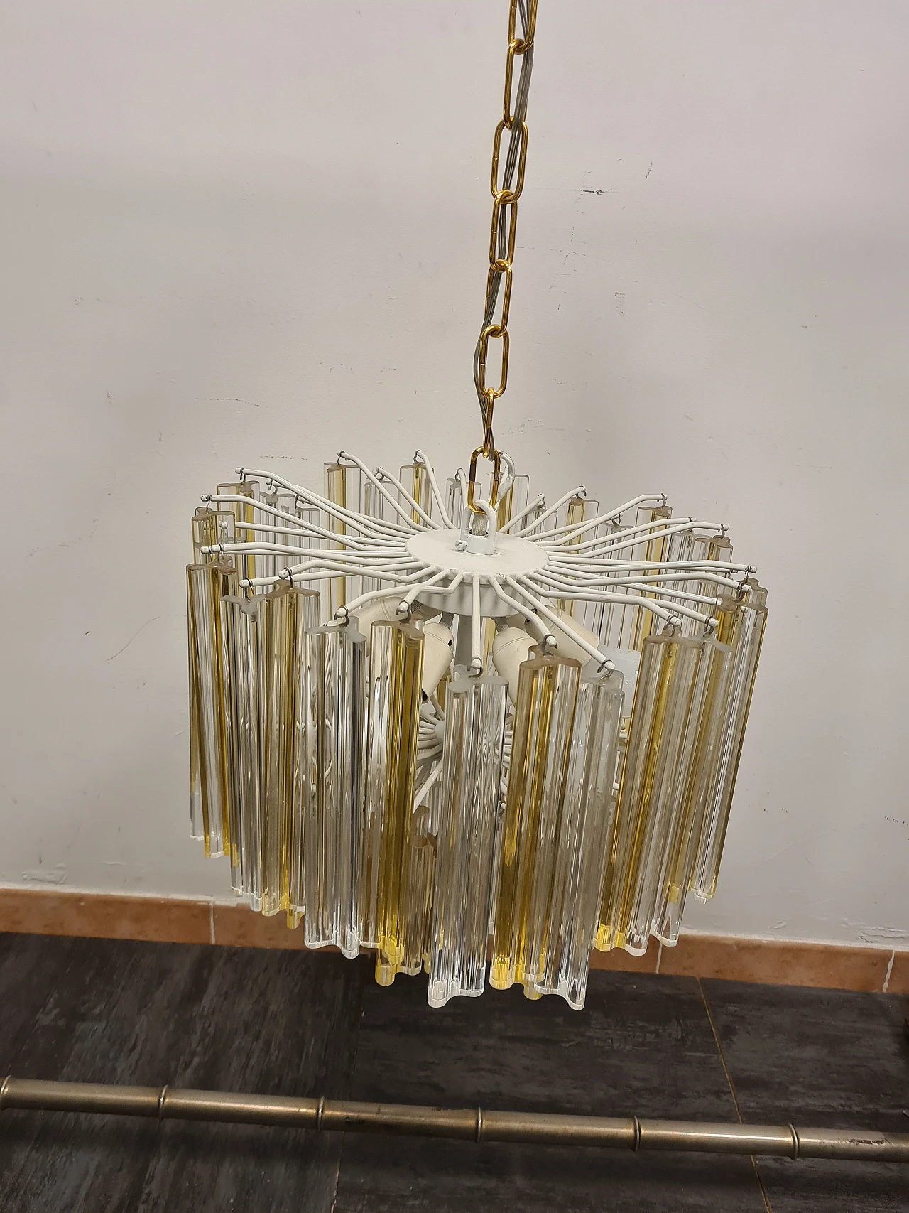 Trilobi chandelier in transparent & amber crystal by Venini, 1960s 7