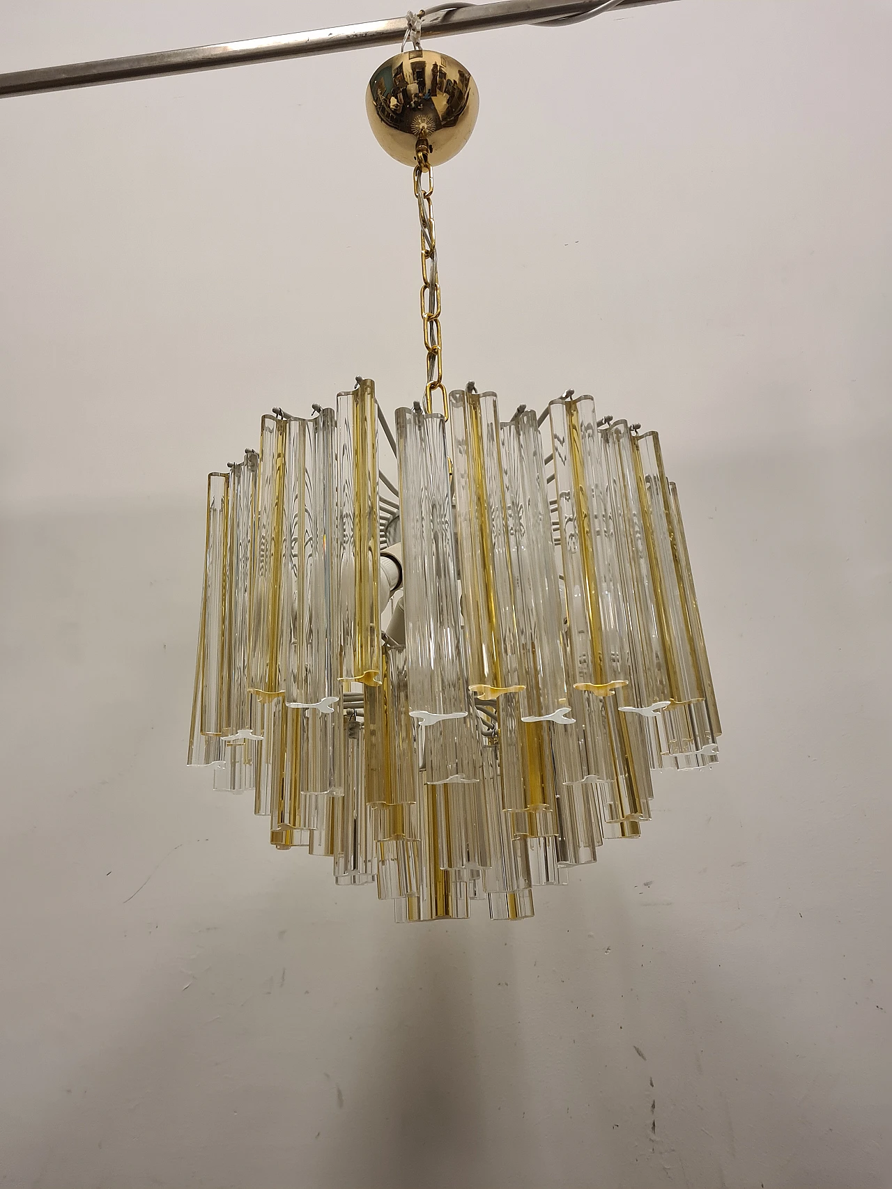 Trilobi chandelier in transparent & amber crystal by Venini, 1960s 8