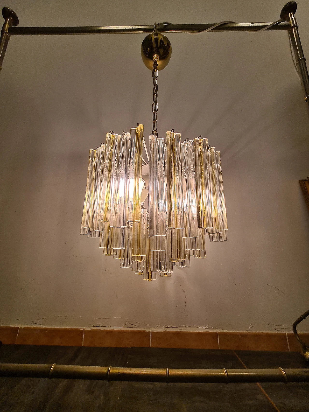 Trilobi chandelier in transparent & amber crystal by Venini, 1960s 11