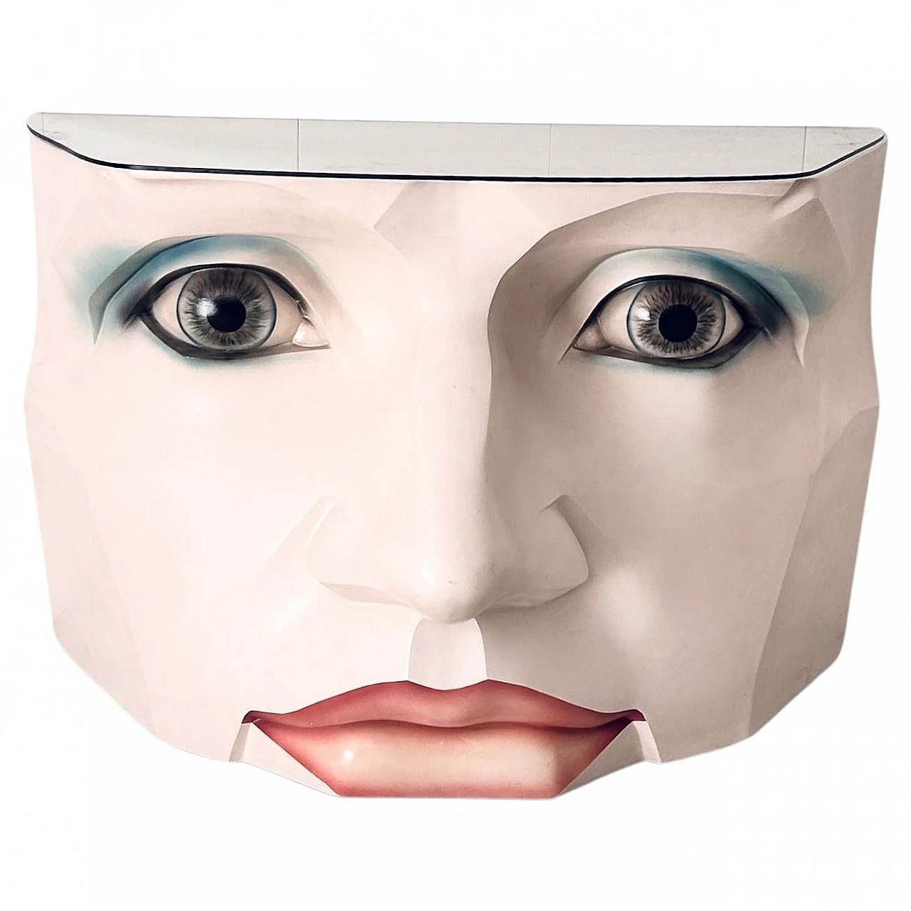 Sculptural fiberglass console with female face, 1980s 1