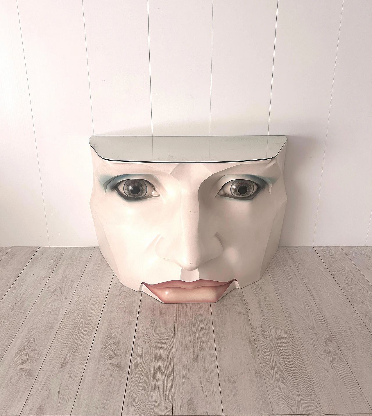 Sculptural fiberglass console with female face, 1980s 5