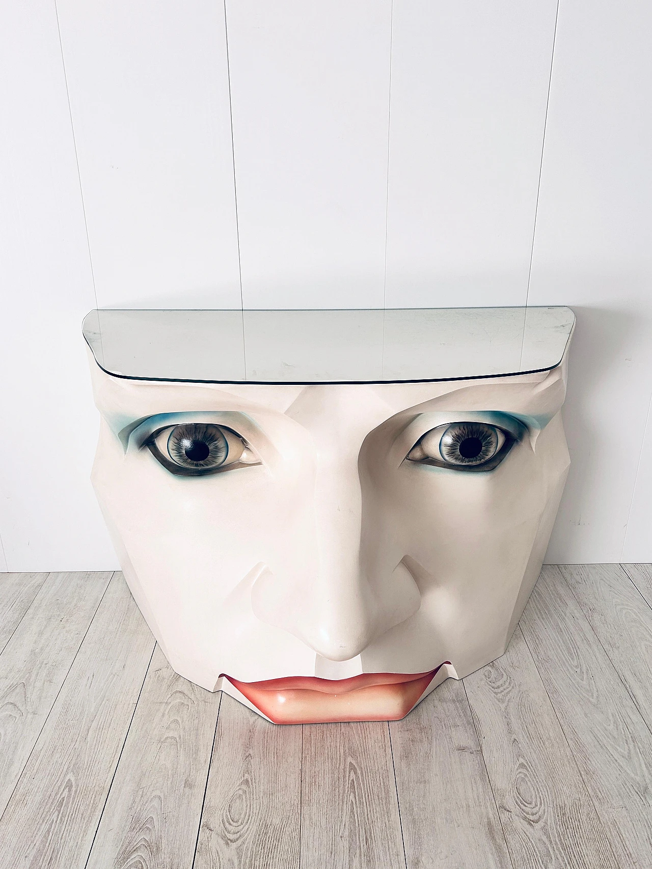 Sculptural fiberglass console with female face, 1980s 12