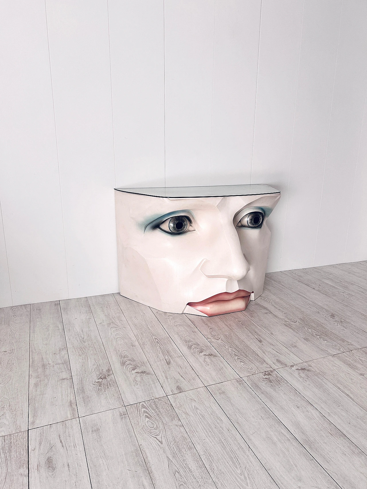 Sculptural fiberglass console with female face, 1980s 13