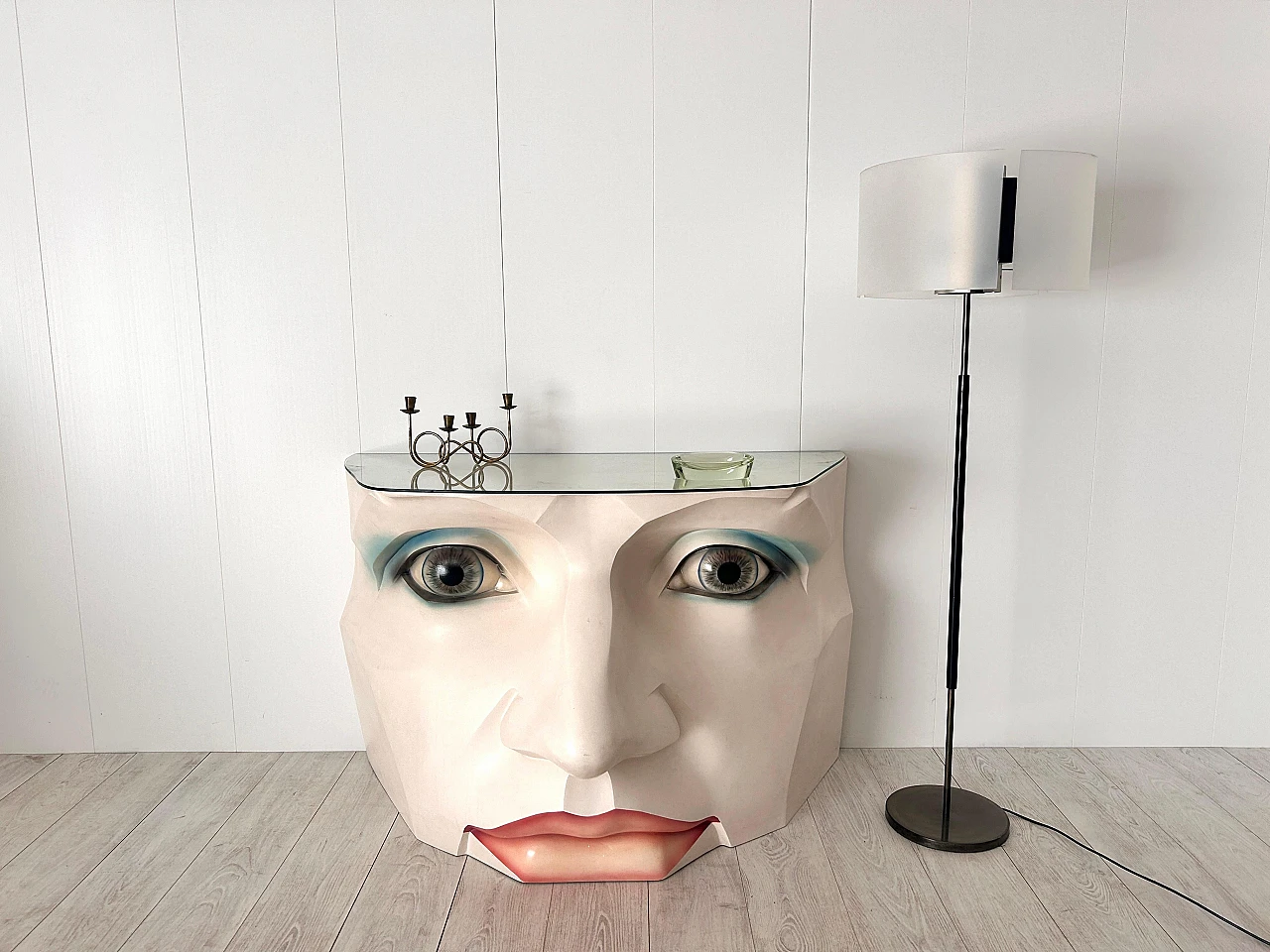 Sculptural fiberglass console with female face, 1980s 14