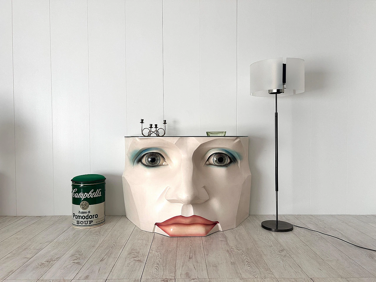Sculptural fiberglass console with female face, 1980s 16