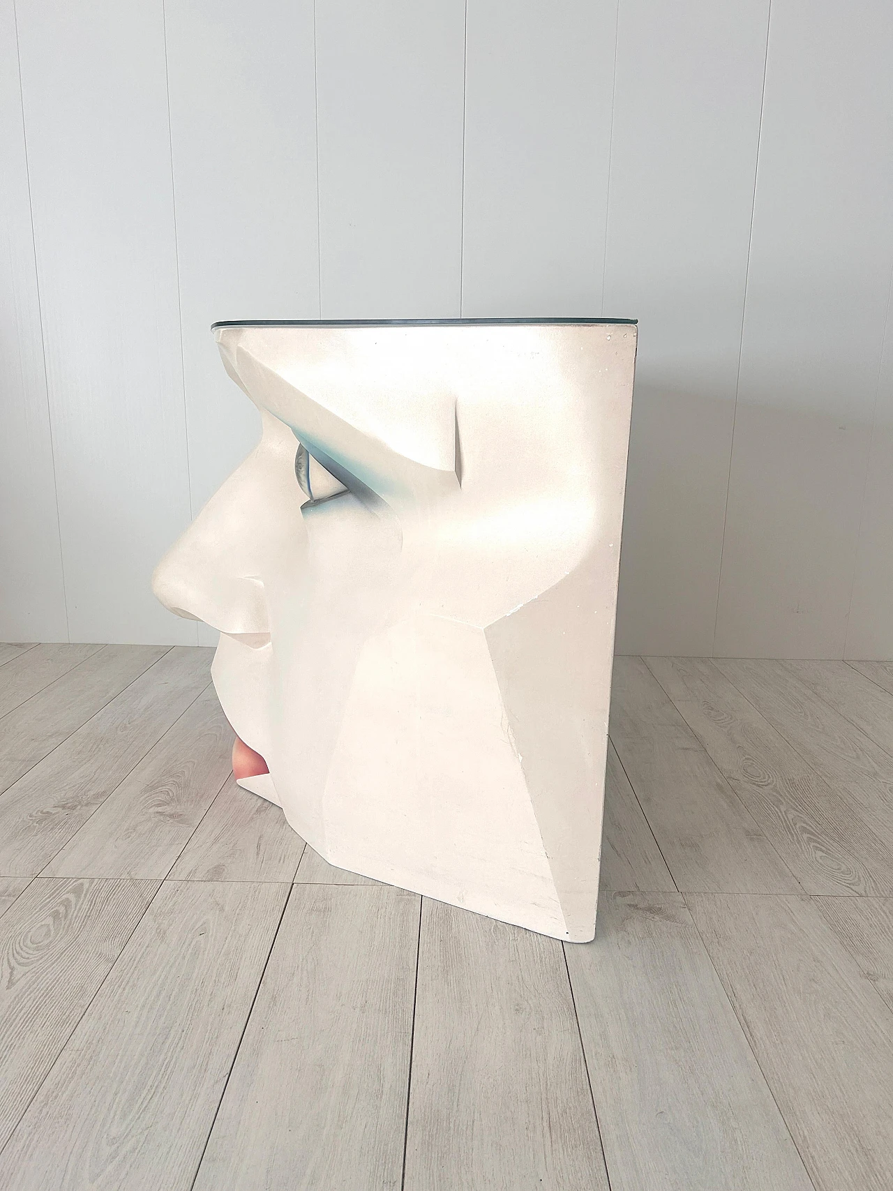 Sculptural fiberglass console with female face, 1980s 19