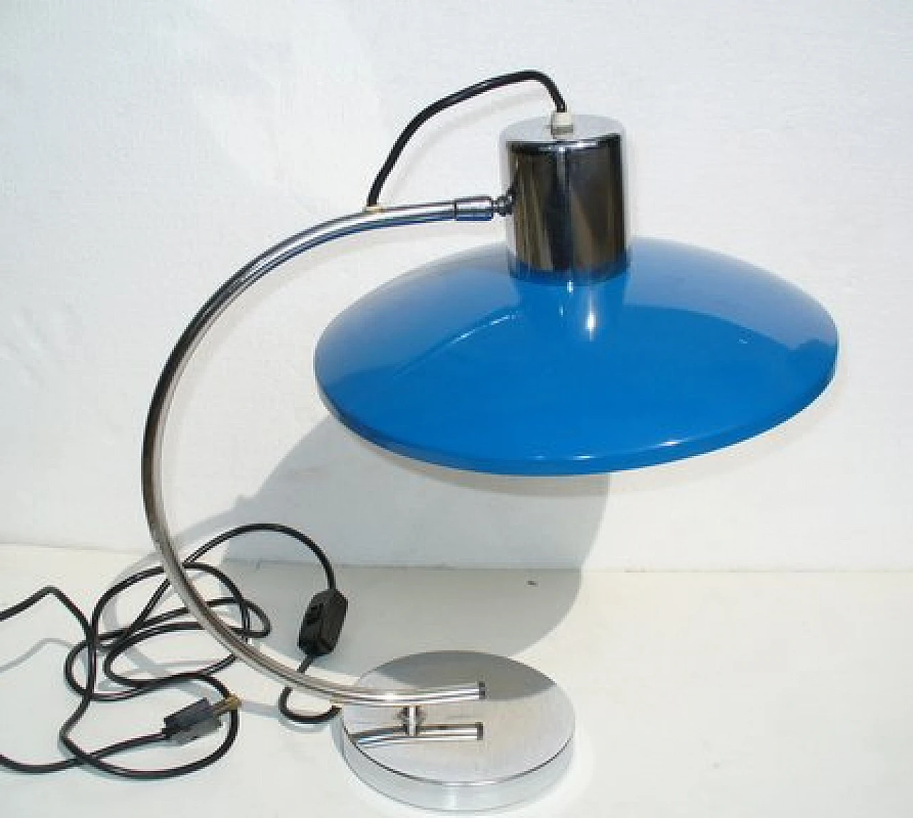 Blue aluminium table lamp, 1960s 2