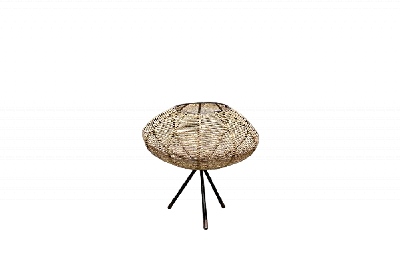 Rattan and iron magazine rack basket, 1950s 6