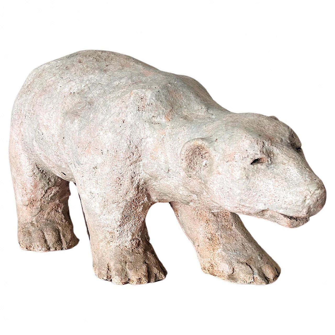 Scultura di orso polare in ceramica smaltata, anni '70 1