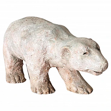 Scultura di orso polare in ceramica smaltata, anni '70