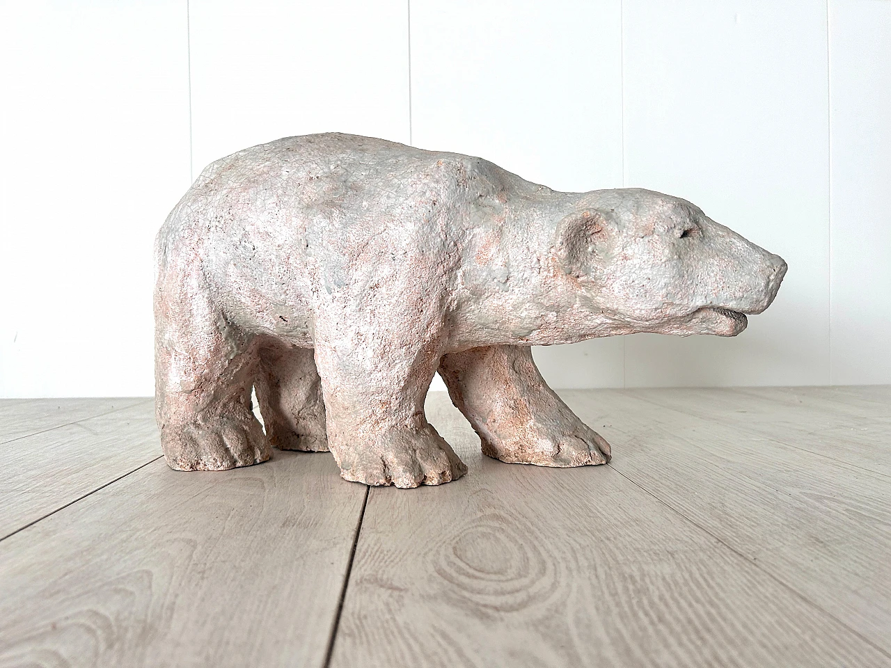 Scultura di orso polare in ceramica smaltata, anni '70 3
