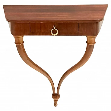 Walnut wall console table attributed to Guglielmo Ulrich, 1950s