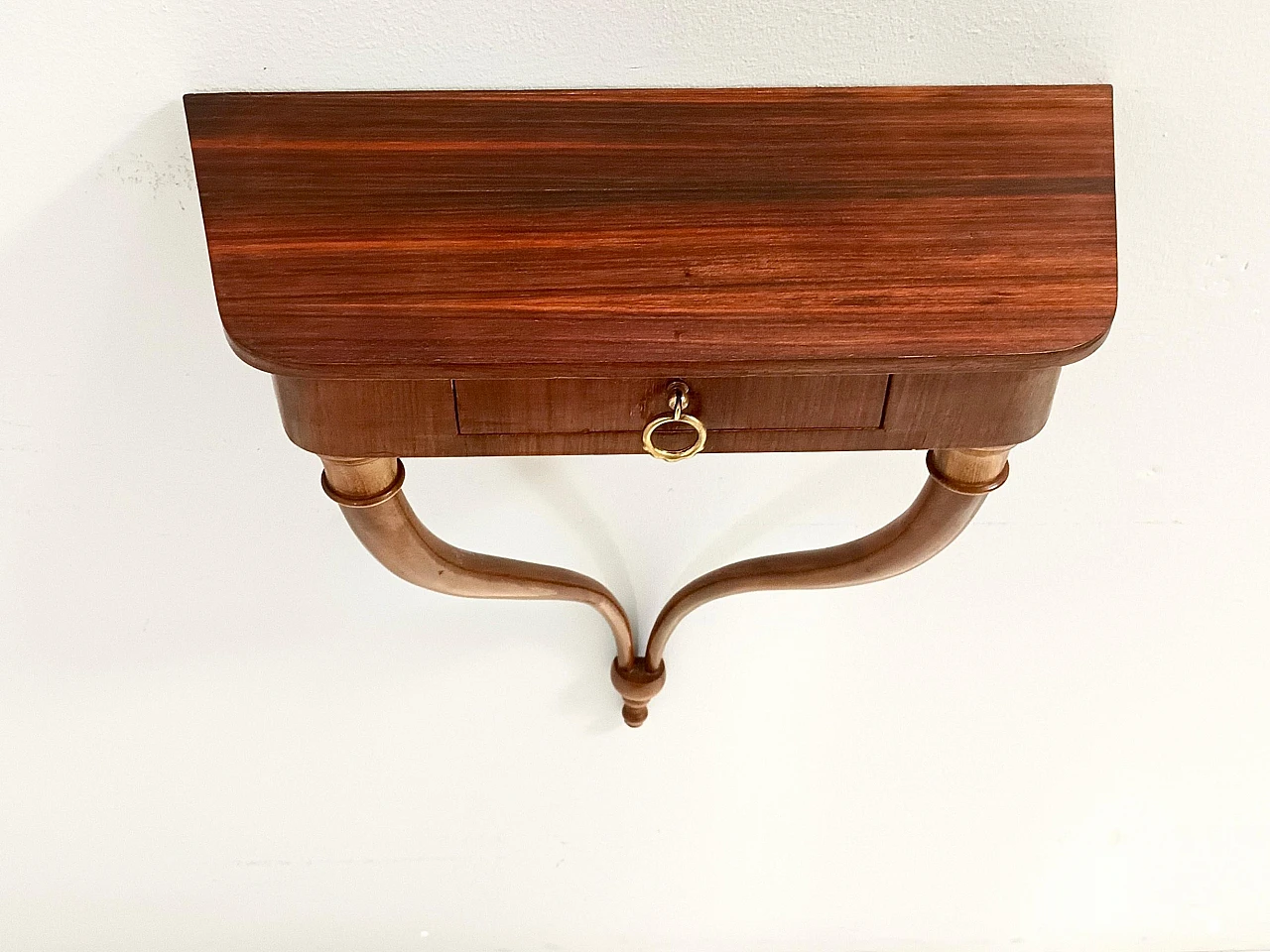 Walnut wall console table attributed to Guglielmo Ulrich, 1950s 6