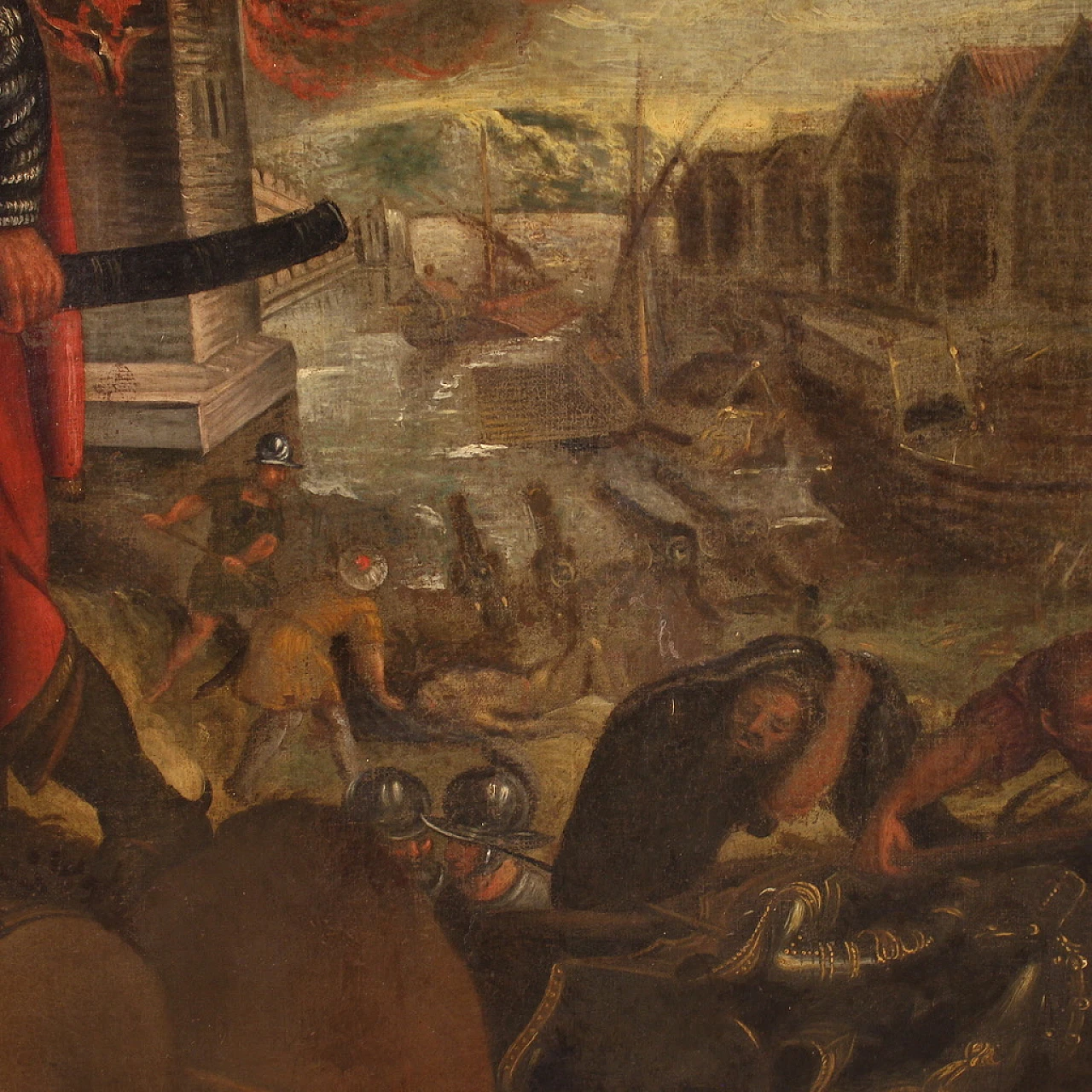 Saccheggio di una città sul mare, olio su tela, '600 4