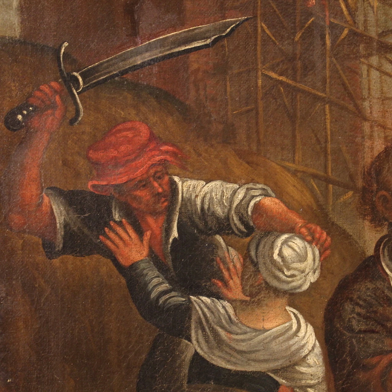 Saccheggio di una città sul mare, olio su tela, '600 9