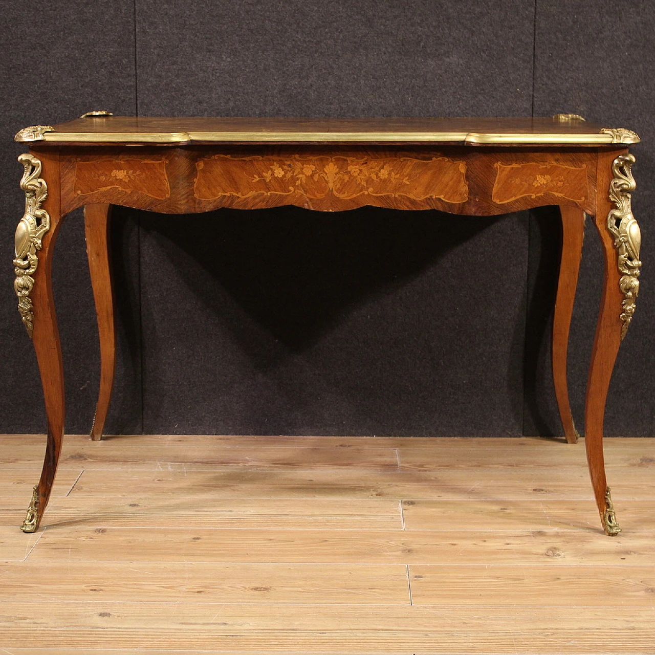 Scrittoio stile Napoleone III in legno intarsiato, bronzo e ottone 10