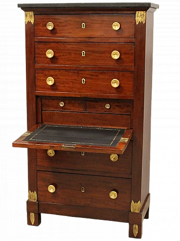 Empire mahogany secrétaire with marble top, early 19th century