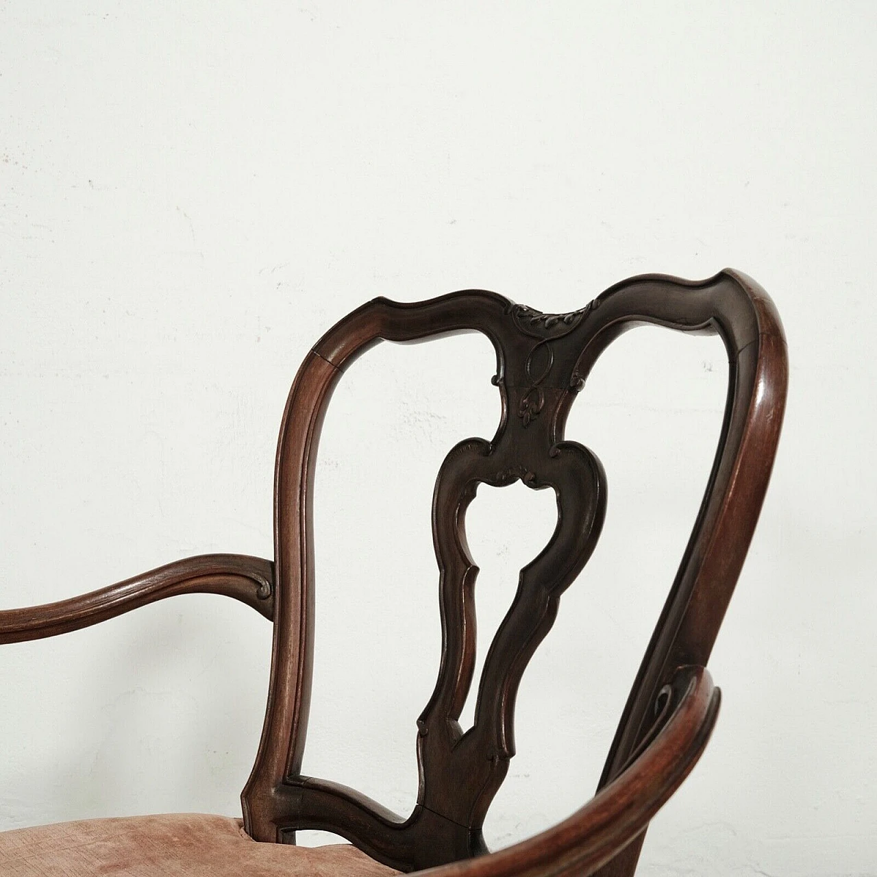 Poltrona in legno e paglia di Vienna con cuscino rosa, inizio '900 6