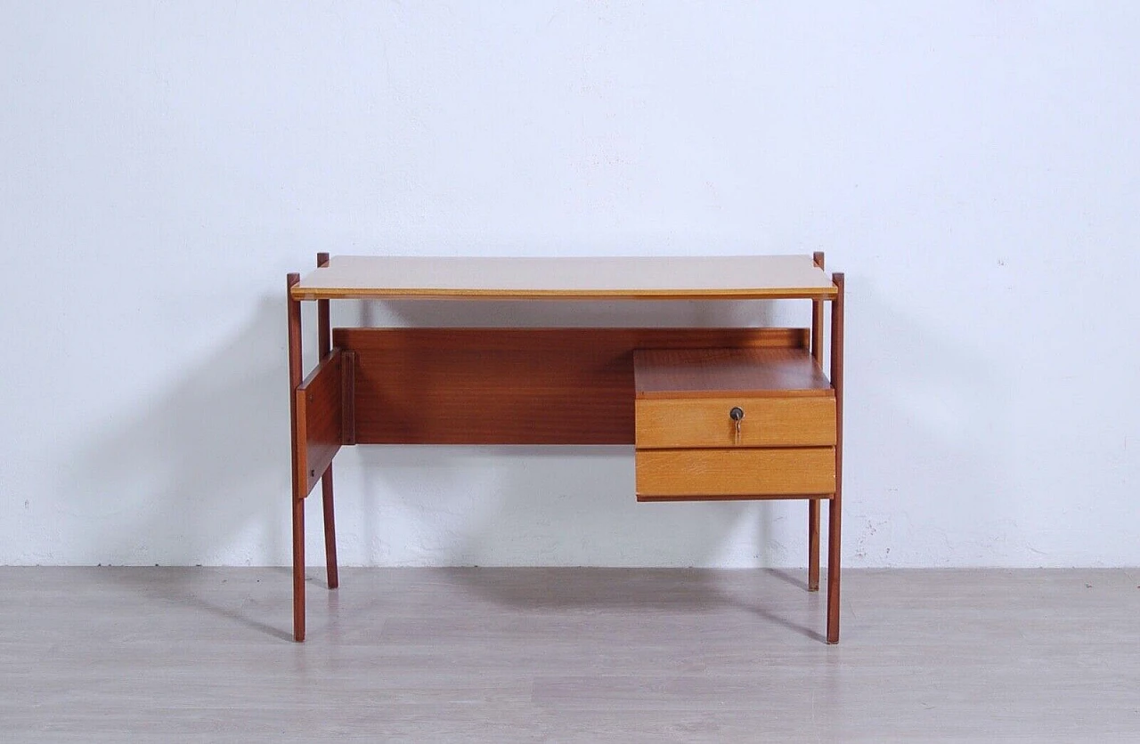 Wood desk with two drawers, 1950s 1