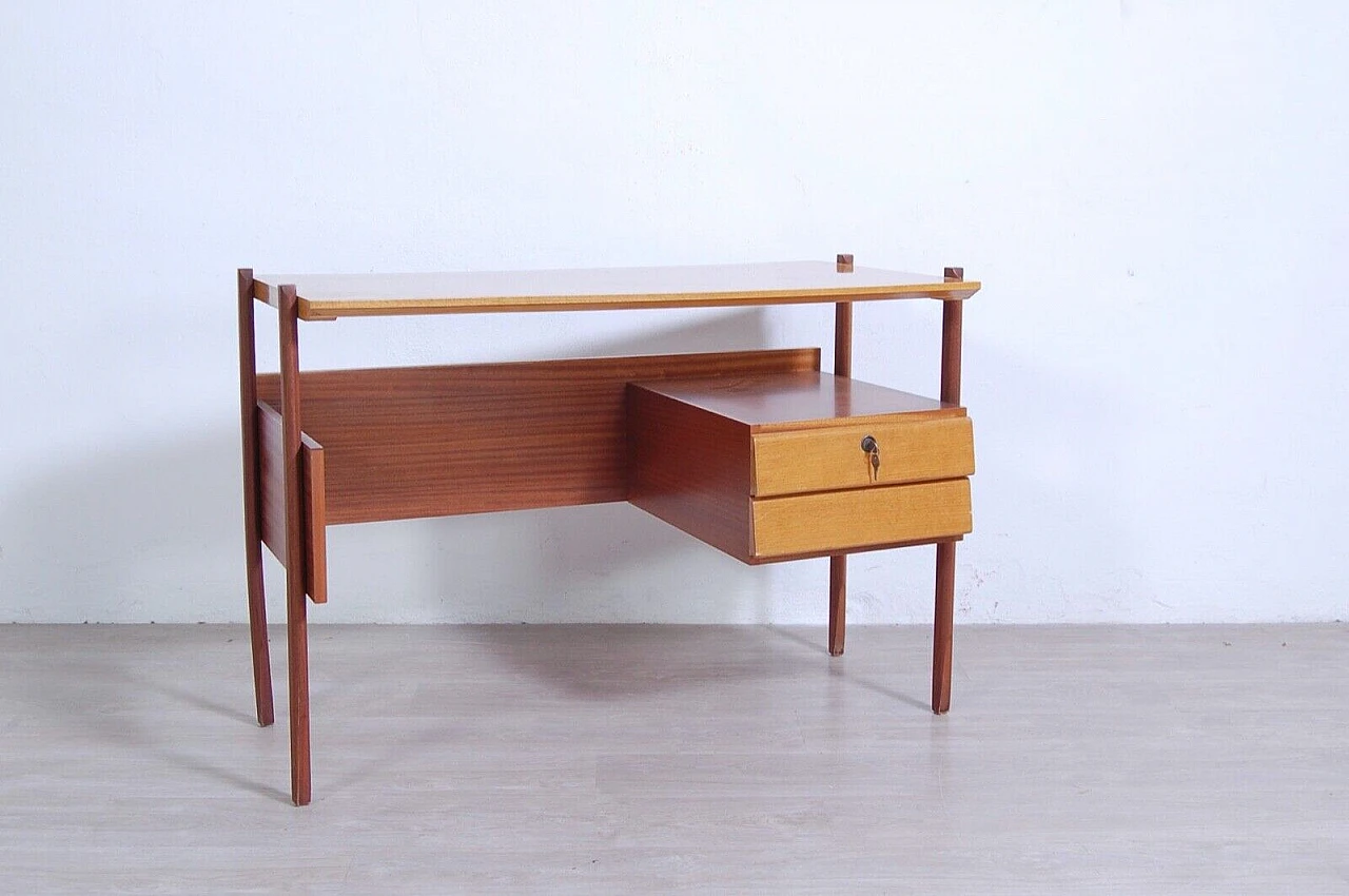 Wood desk with two drawers, 1950s 2