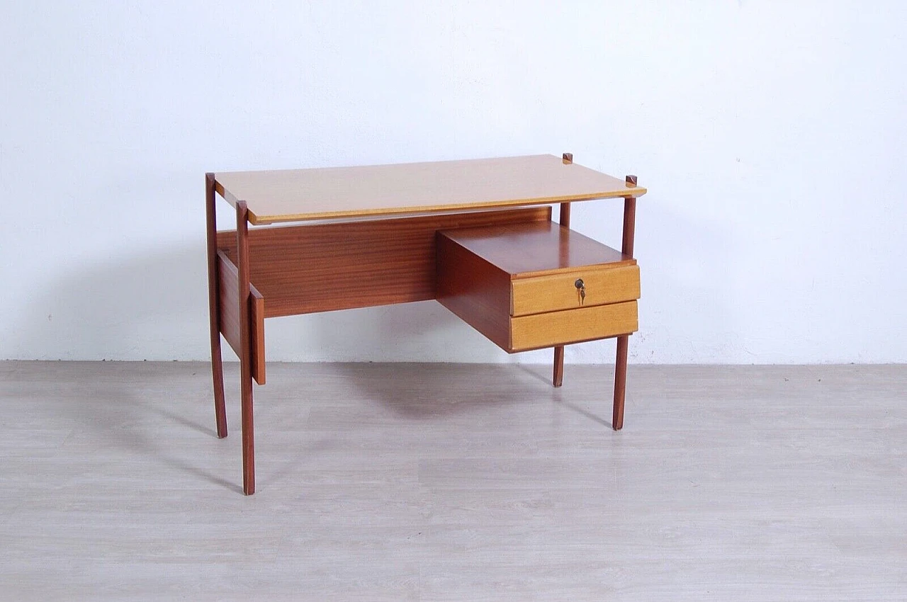 Wood desk with two drawers, 1950s 11