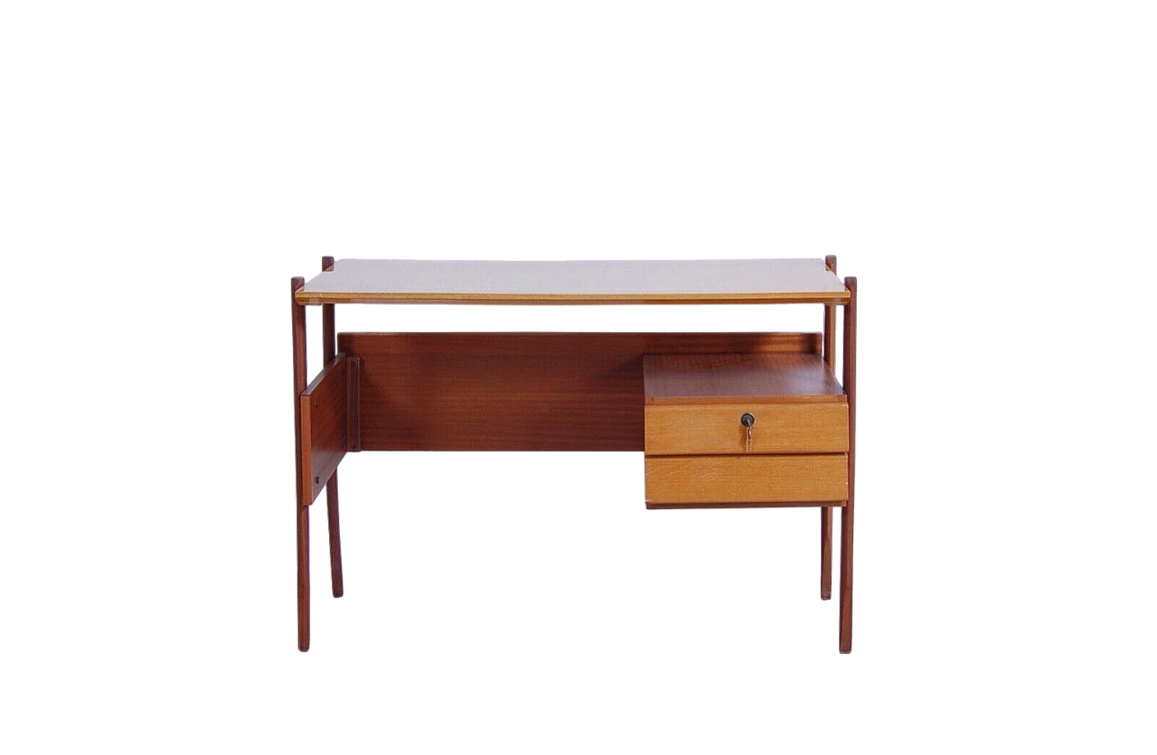 Wood desk with two drawers, 1950s 12
