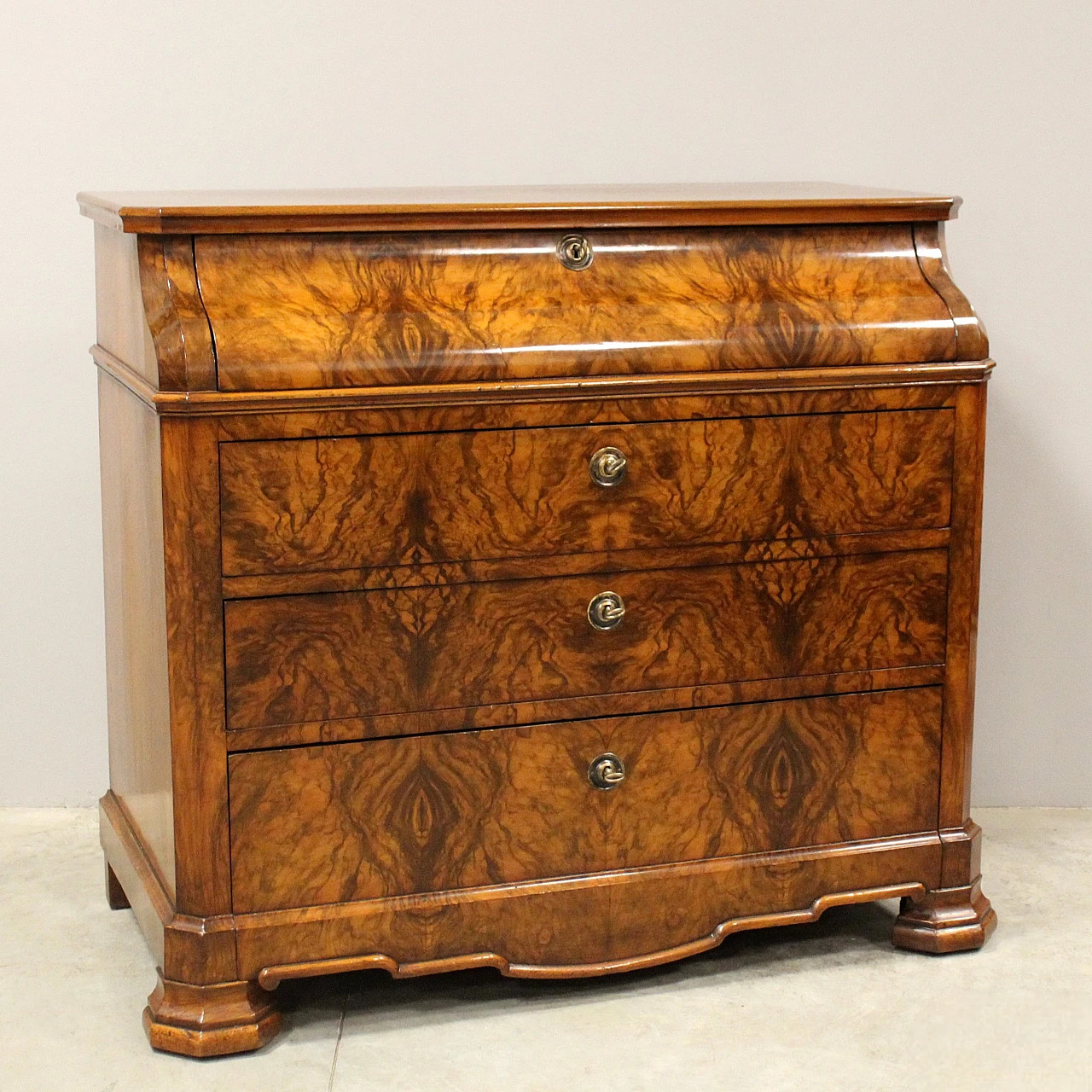 Louis Philippe solid walnut flap desk, mid-19th century 1
