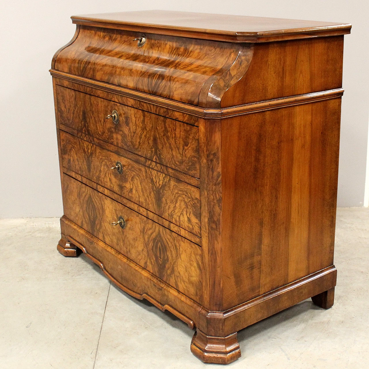 Louis Philippe solid walnut flap desk, mid-19th century 3