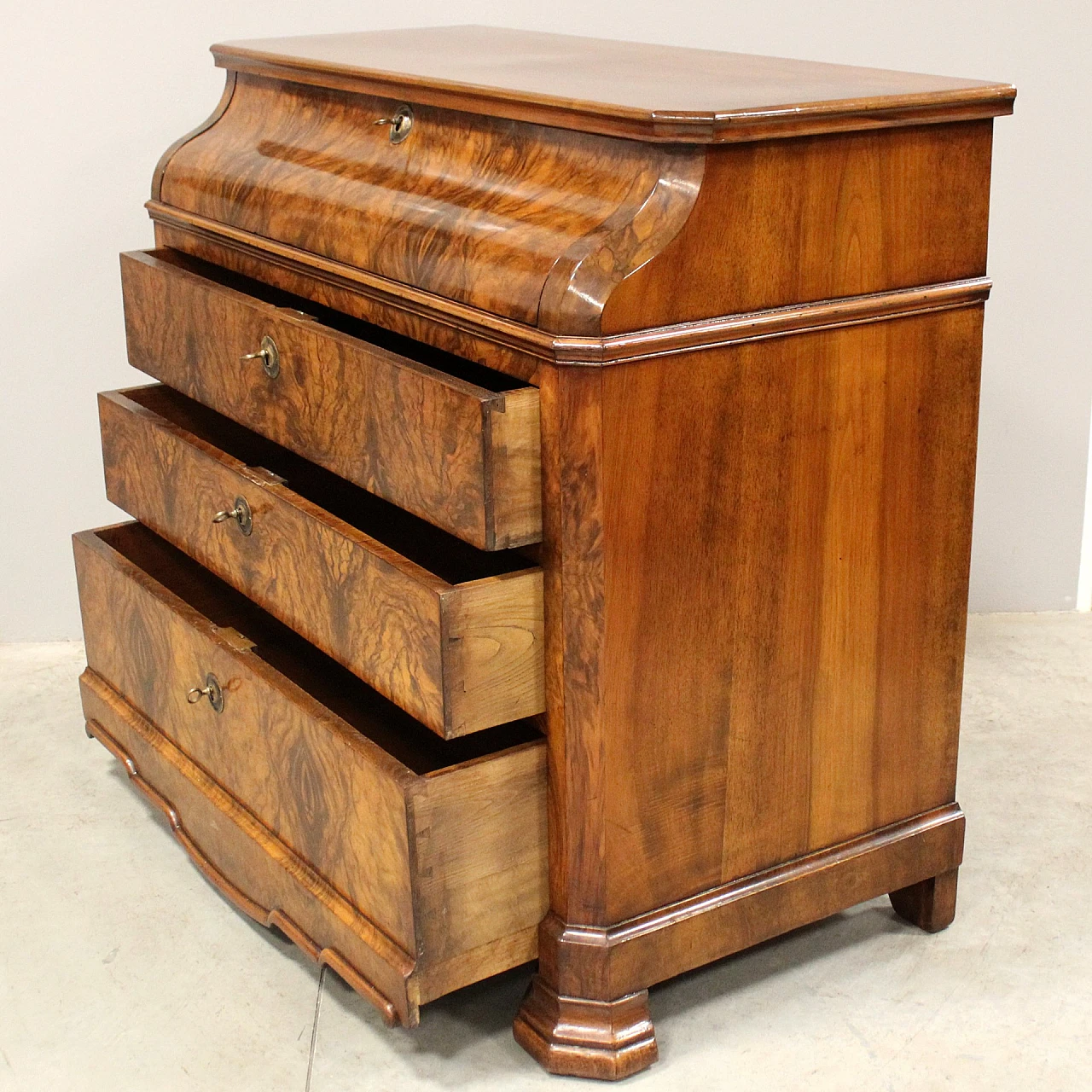 Louis Philippe solid walnut flap desk, mid-19th century 4