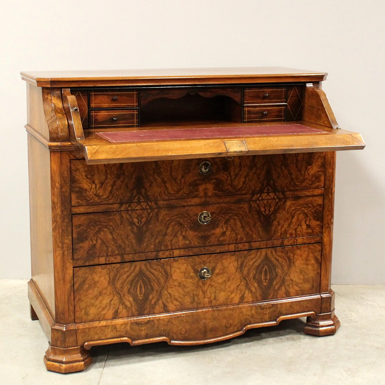 Louis Philippe solid walnut flap desk, mid-19th century 5