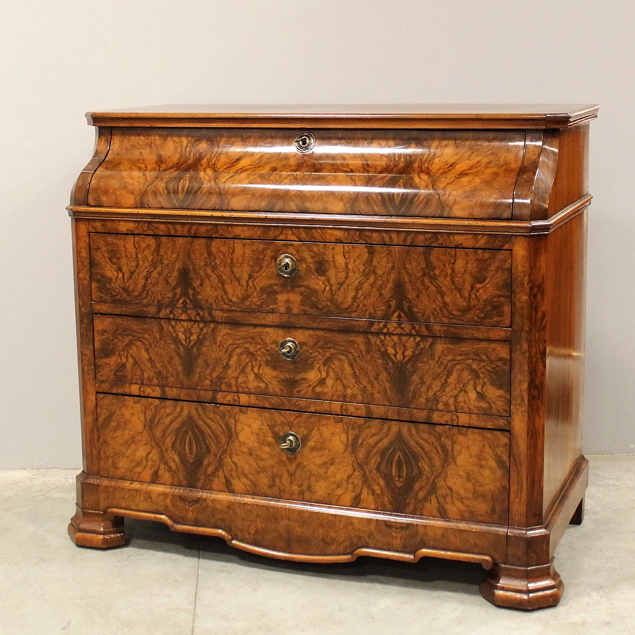 Louis Philippe solid walnut flap desk, mid-19th century 6