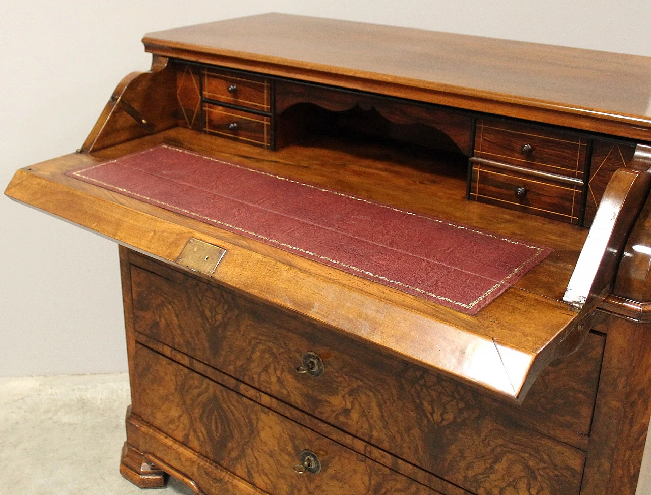 Louis Philippe solid walnut flap desk, mid-19th century 7