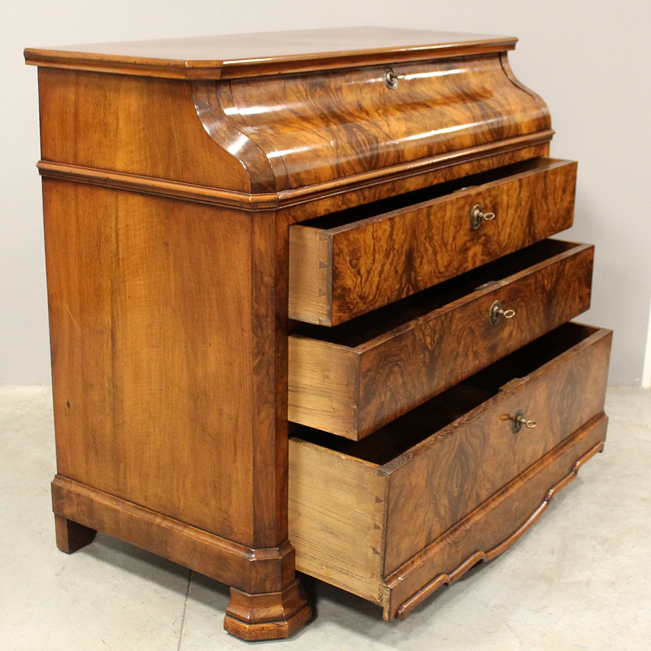 Louis Philippe solid walnut flap desk, mid-19th century 8