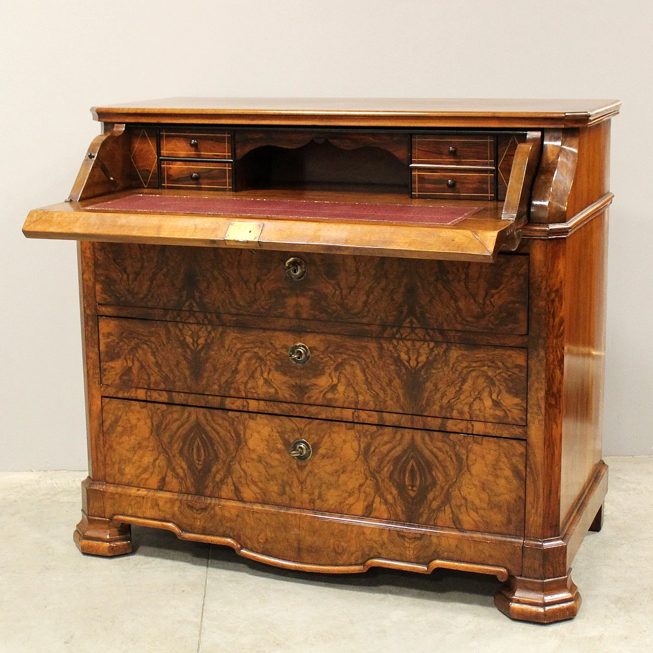 Louis Philippe solid walnut flap desk, mid-19th century 11