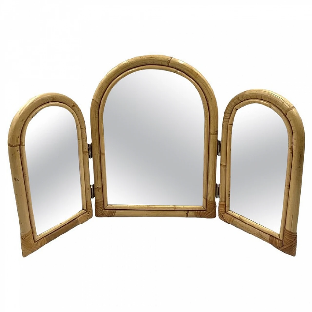 Bamboo three flaps table mirror, 1960s 1