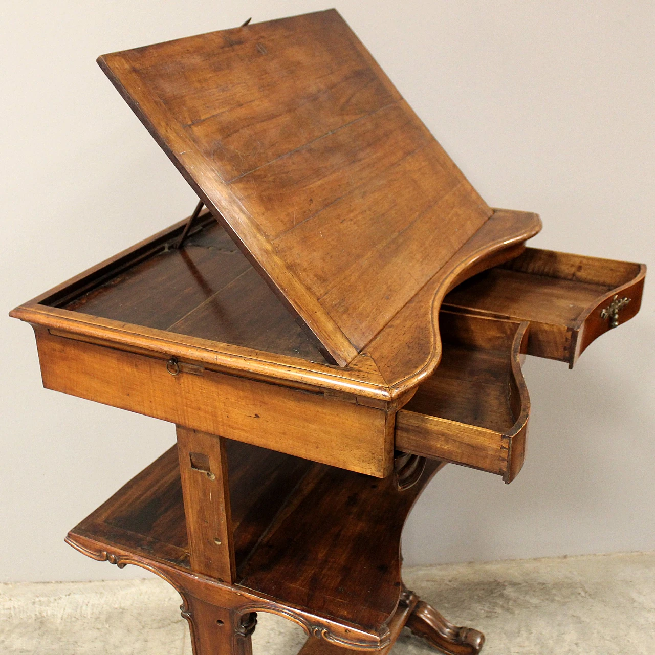 Solid walnut writing desk with lectern, mid-19th century 2