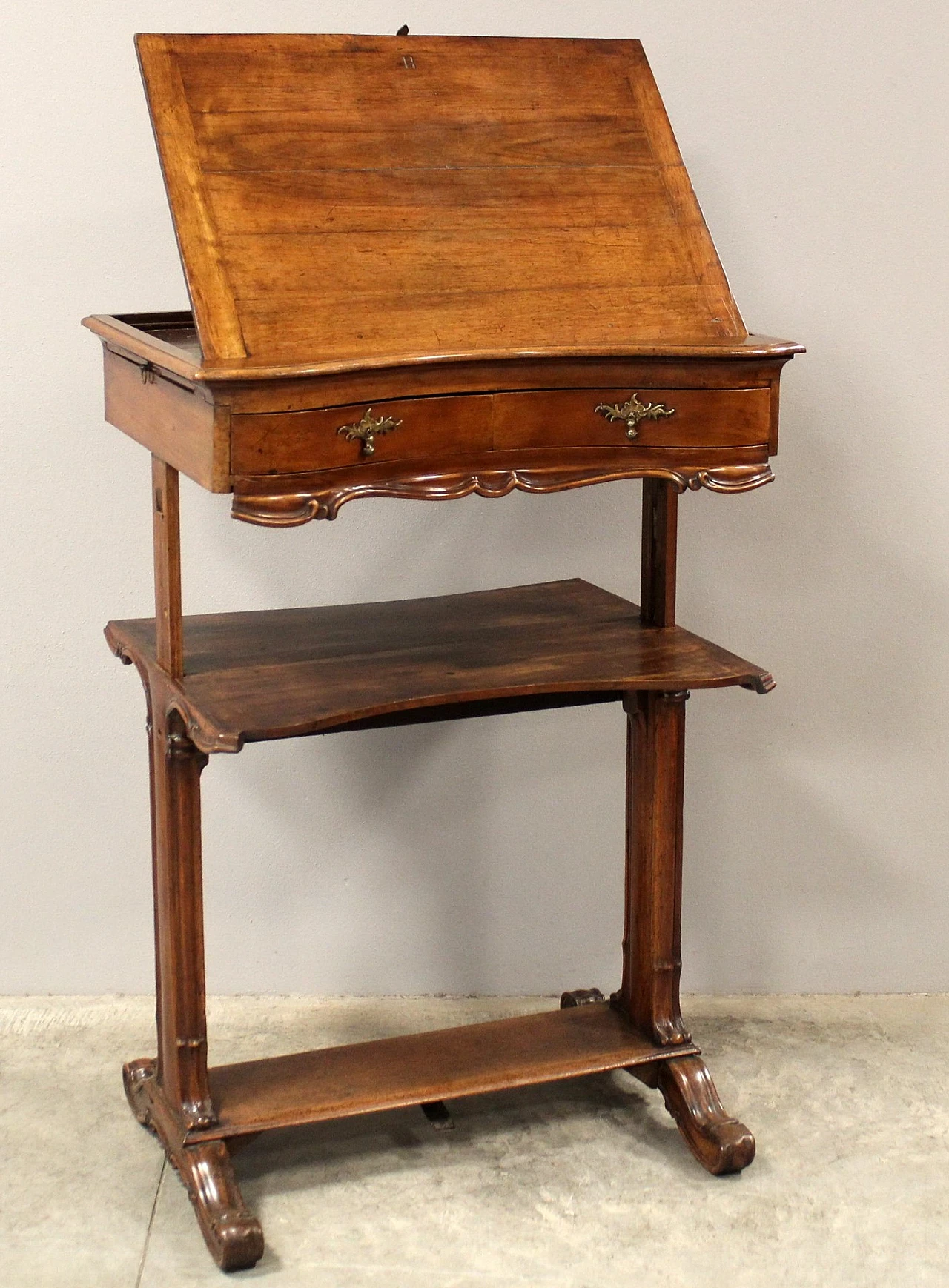 Solid walnut writing desk with lectern, mid-19th century 3