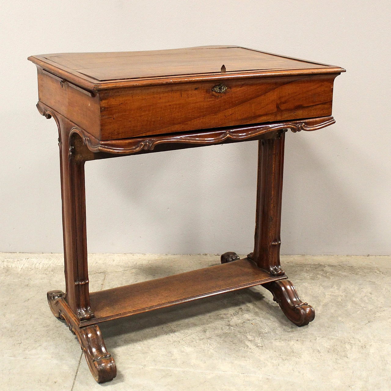 Solid walnut writing desk with lectern, mid-19th century 9