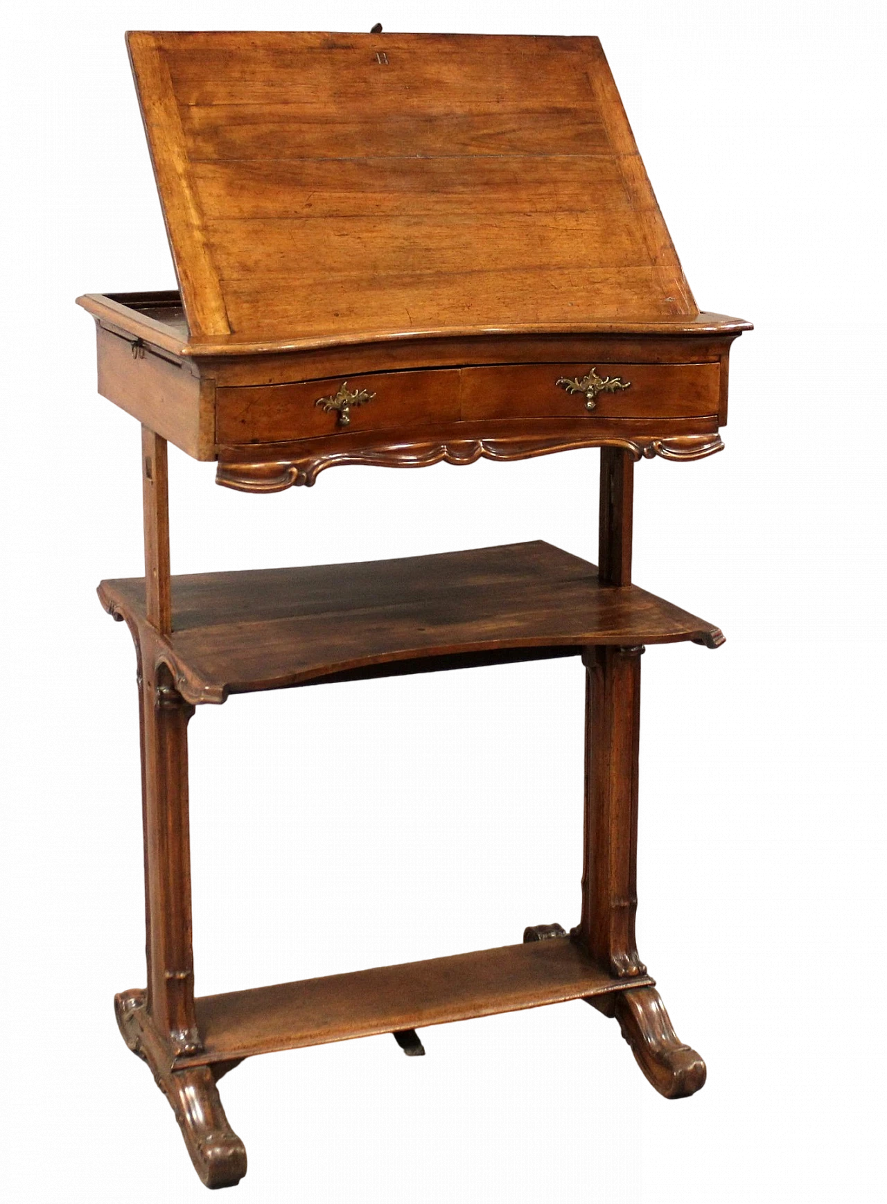 Solid walnut writing desk with lectern, mid-19th century 11