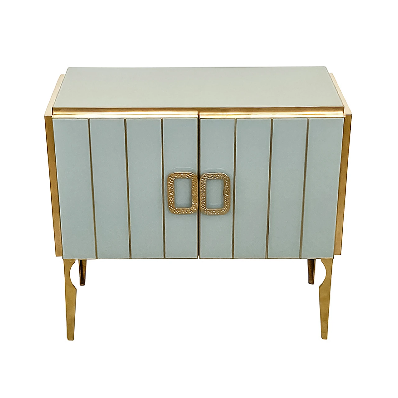 White Murano glass and brass two-door sideboard, 1980s 2