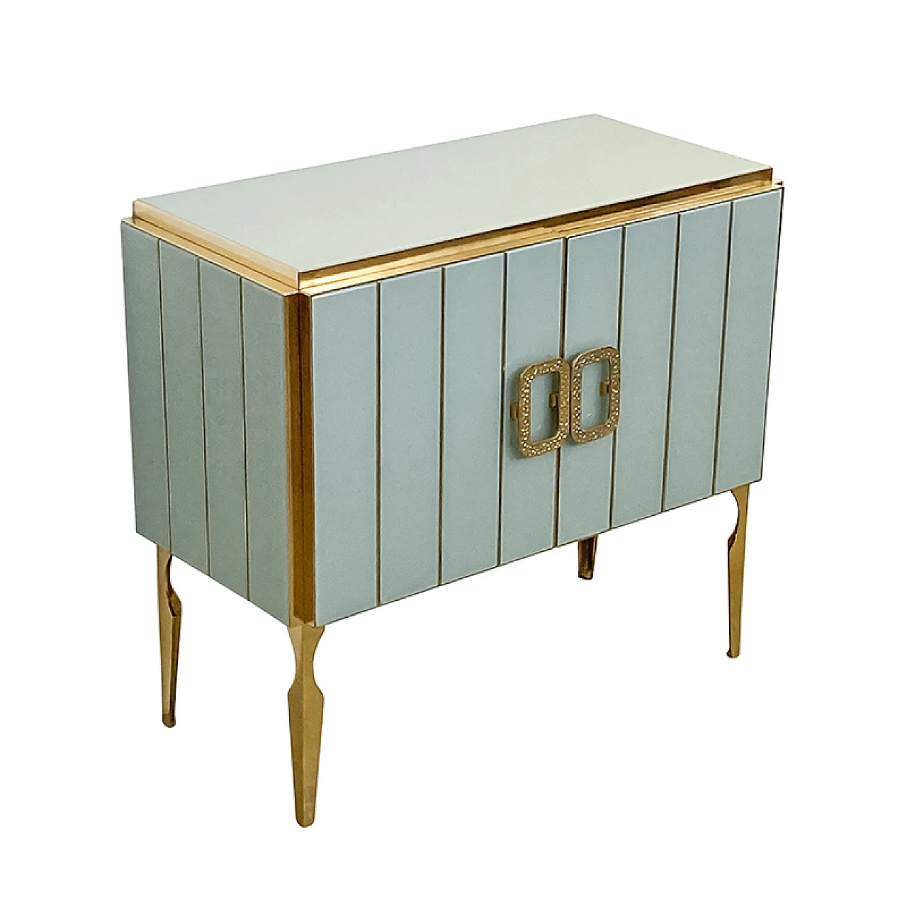 White Murano glass and brass two-door sideboard, 1980s 6