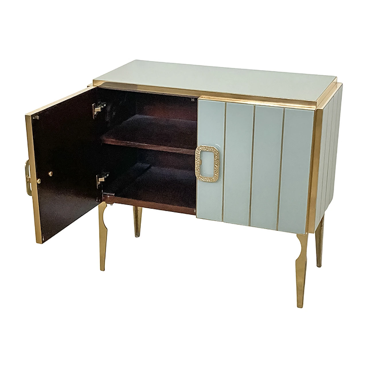 White Murano glass and brass two-door sideboard, 1980s 8